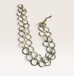 Chunky Hammered Gold-Tone Link Statement Necklace - Unbranded